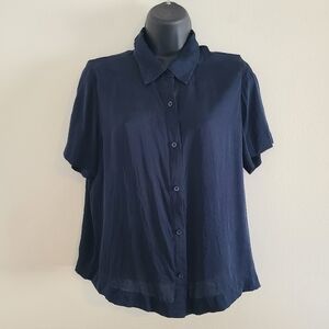 Quince Midnight Blue Women's Button-Down Shirt Size Small